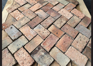 Reclaimed French terra cotta bricks antique Burgundy flooring 120 years old