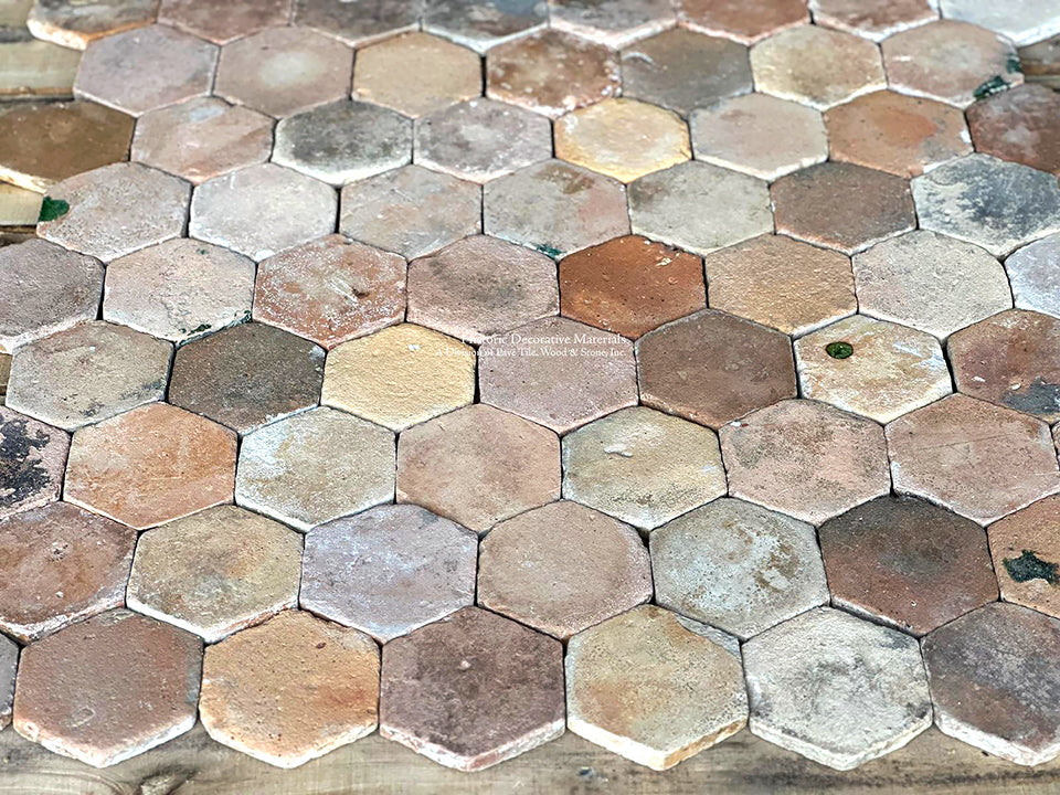 Walking barefoot on a gorgeous French reclaimed terra cotta tile floor for your morning coffee adds your own patina to its rich history.