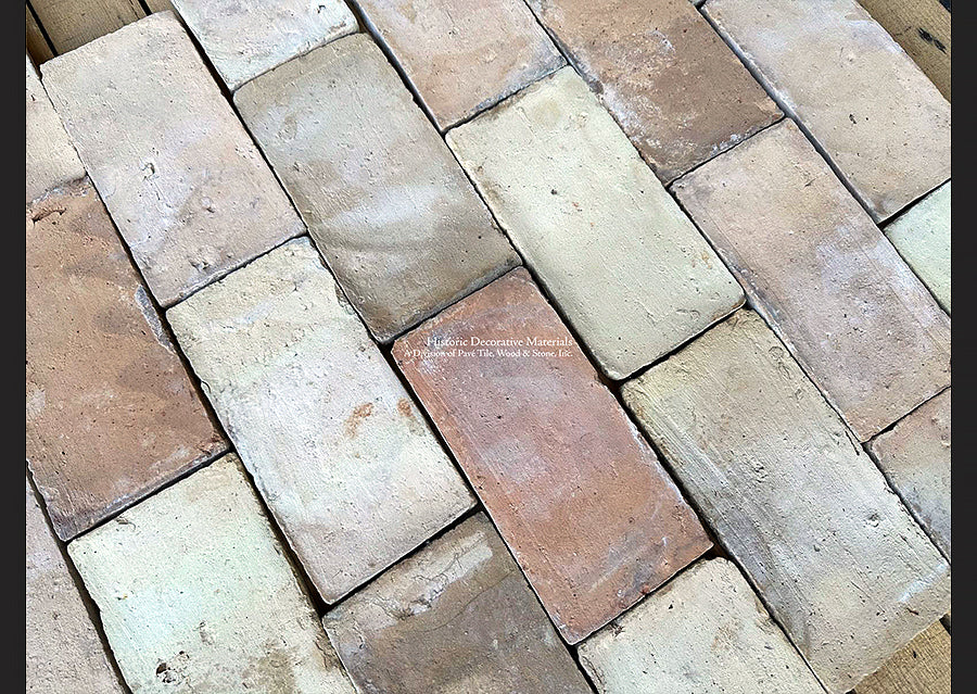 French reclaimed terra cotta tiles are loved for their variety of shapes, like the hexagon and rectangle.