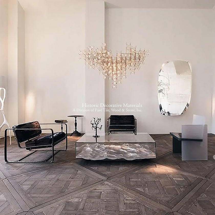 Since their invention in the 16th century, parquet de Versailles panel flooring is opulent in appearance.