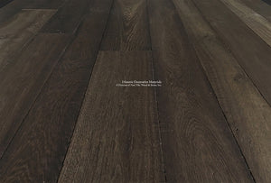 Deep dark tobacco hues is the hallmark of this aged French oak floor.