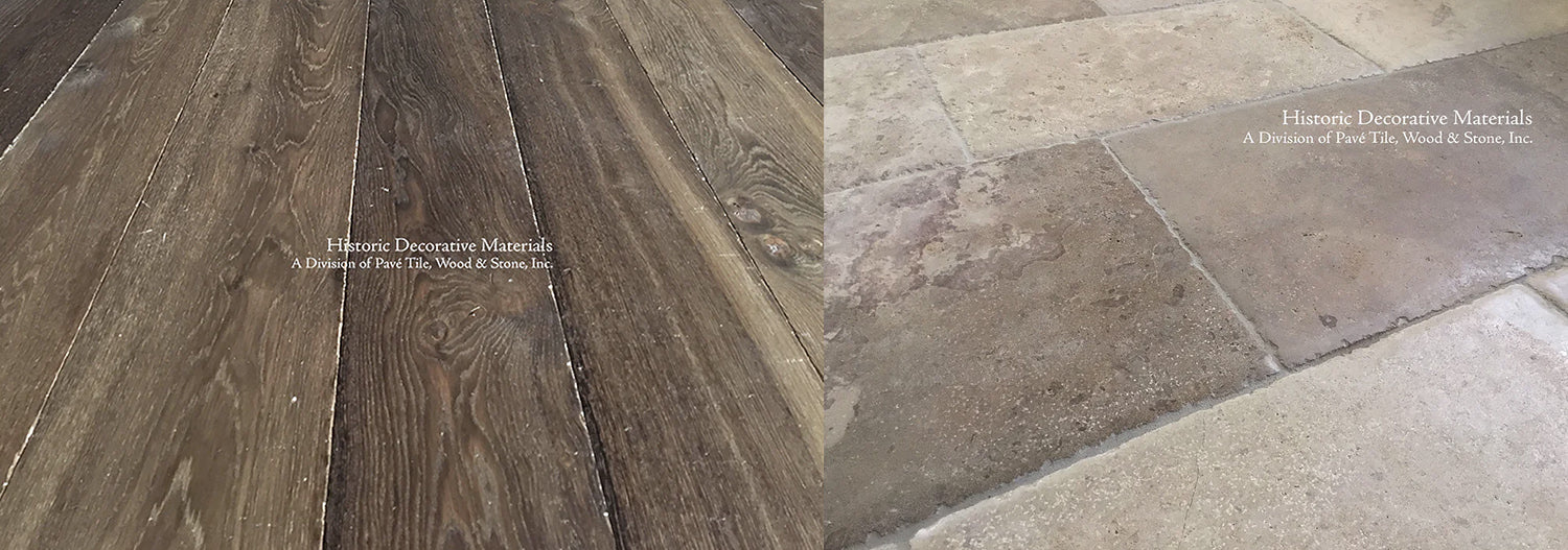Antiqued French limestone floors paired with aged French oak flooring will forever remain the top tier of historic materials.