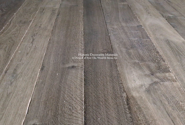 Antiqued French Oak floors in a rich gray brown patina elevates a room ...