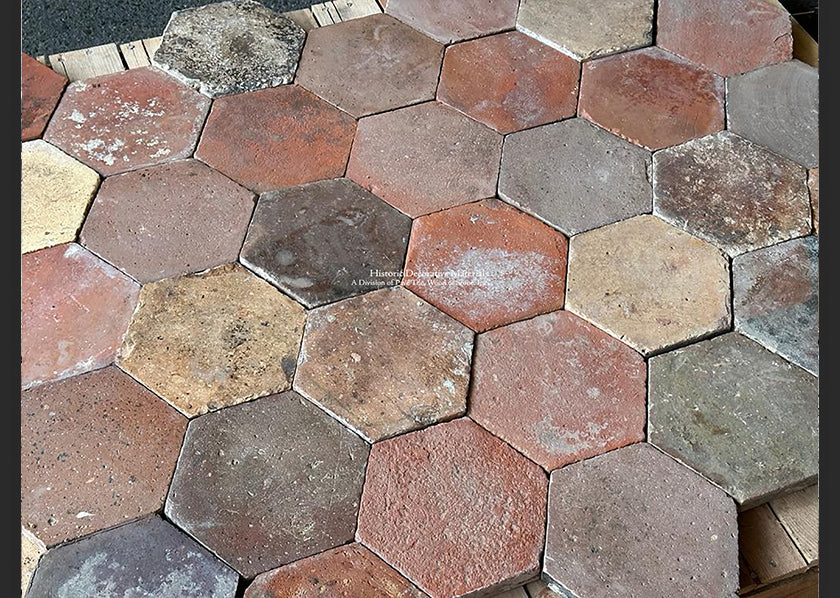Saint-Cirq-Lapopie French Reclaimed Terra Cotta Tile Hexagon