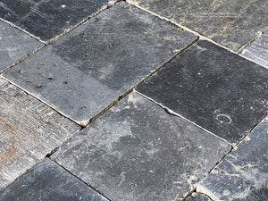 Antique Belgian bluestone used for timeless limestone flooring