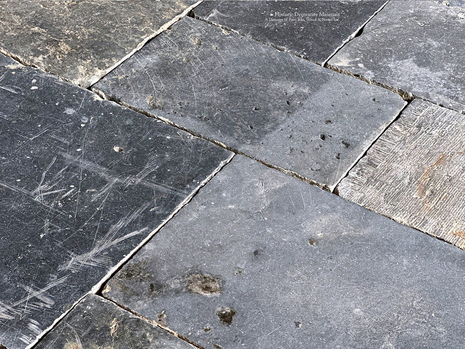 Antique Belgian bluestone from Bruges has historic patina that is magnificent.