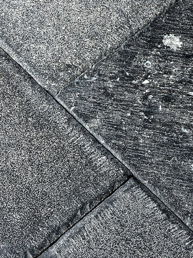 Artisanal Belgian Bluestone Flooring | Hand-Chiseled Perfection for Historic Interiors.