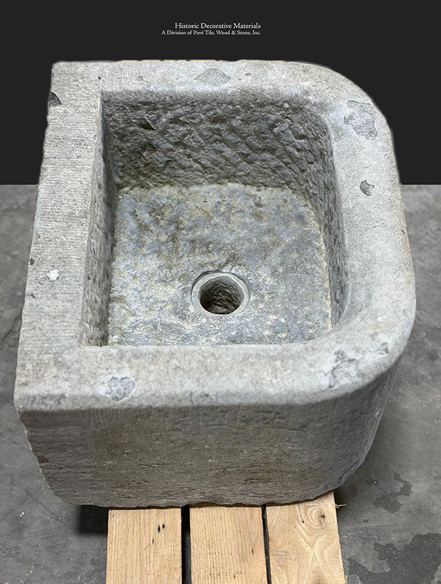 A Study in Contrasts Antique Belgian Bluestone Vessel Sink 