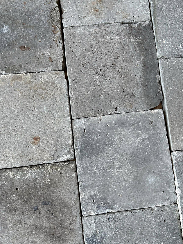 Antique Dutch Grey Terra Cotta Tiles are a rich, worn patina.