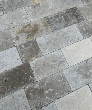 6×14 antiqued French limestone tiles Lot for flooring and architectural wall cladding