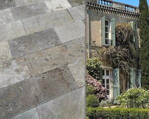 Antiqued French limestone flooring Quercy with historic weathered limestone appearance
