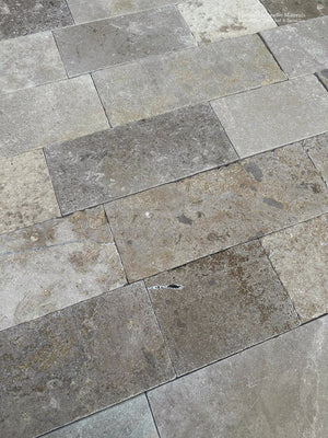 Antiqued French limestone flooring and wall cladding Quercy with timeless medieval limestone character