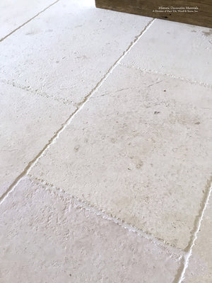 Aged French Limestone Flooring and Wall Cladding - Dalle d'Escoffier Creamy White French Pavers