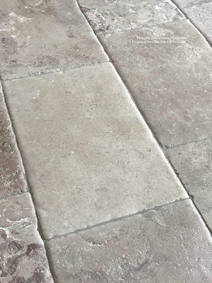 Authentic French Limestone Floor Tiles with Aged Patina