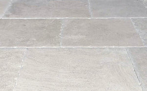 Tight grout lines are hallmarks of quality antique French limestone floors.