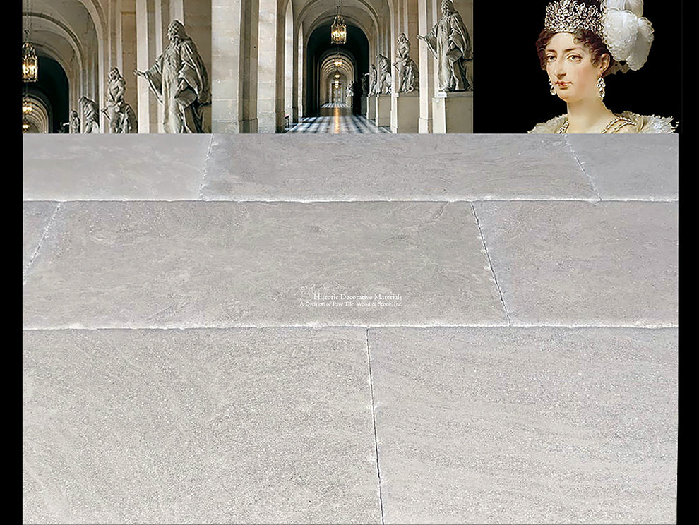 Corridors with vaulted ceilings are completed with antique French limestone floors.