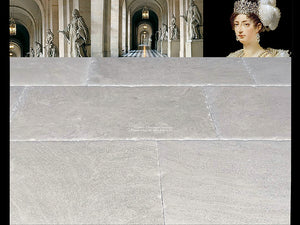 Corridors with vaulted ceilings are completed with antique French limestone floors.