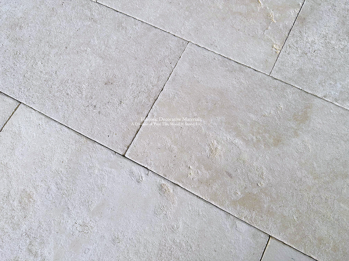 Antiqued French Limetone Flooring | Historic Patina for rustic, elegant kitchen floors.