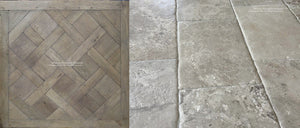 Antiqued French Oak & French Limestone Floors are elegance materials for heritage homes.