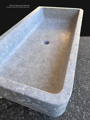 Large French limestone stone sink for luxury bathroom and powder room
