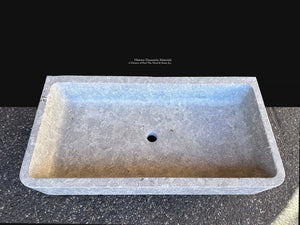 French limestone farmhouse sink for European-inspired luxury kitchen