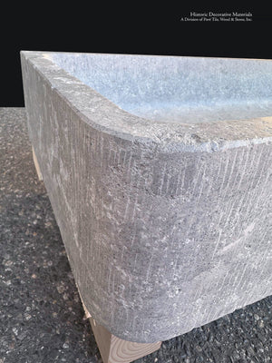 French limestone vessel sink in antiqued French Ashlar Gray PS35