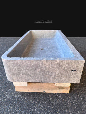 Luxury French limestone trough sink with authentic antiqued stone finish