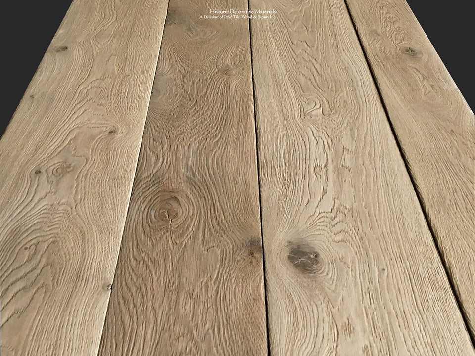 Our antiqued French oak floors are achieved through an oxidation method aging the planks from the inside out.