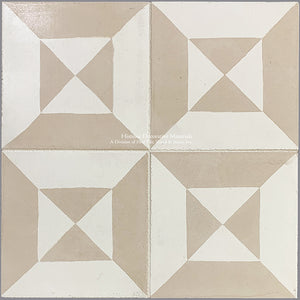 A Catalan Farmhouse 1850 Antiqued Cement Tile - The Magician: Parchment + Authentic Olde White