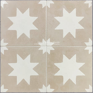 Catalan Farmhouse 1850 Antiqued Cement Tile - Twilight: Parchment + Authentic Olde White