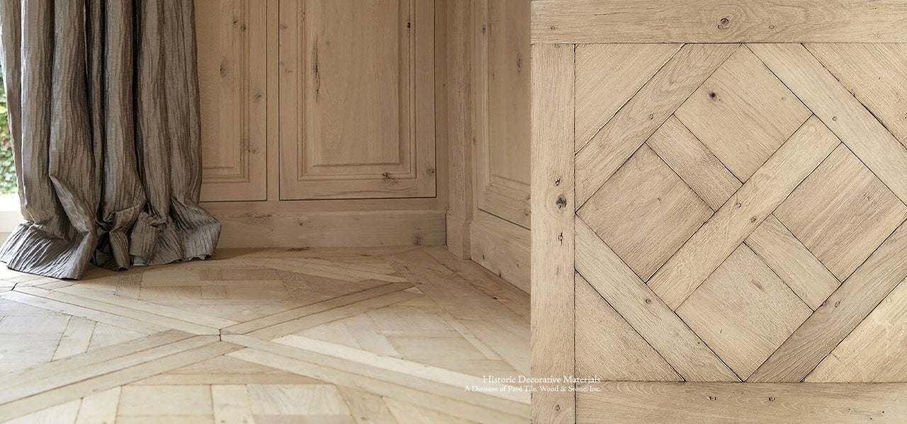 Antiqued French Oak Floors | Parquet Panels for Warmth and Elegance.
