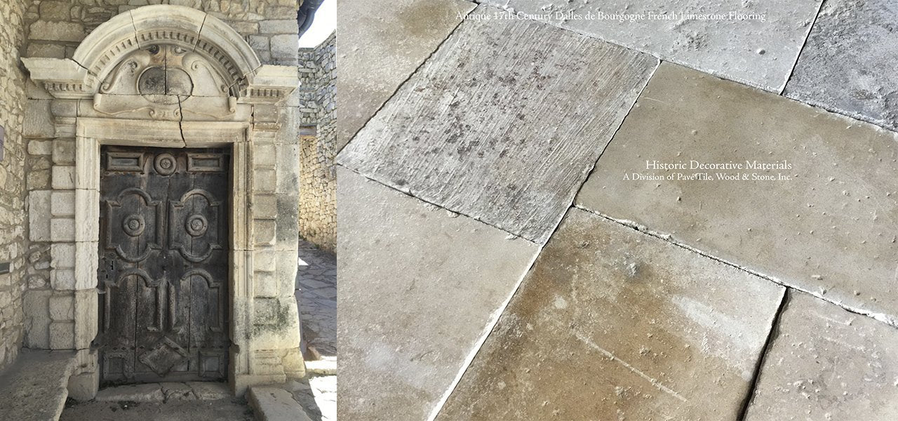 Antique French Limestone Pavers | Dalle de Bourgogne Limestone Historic Decorative Materials