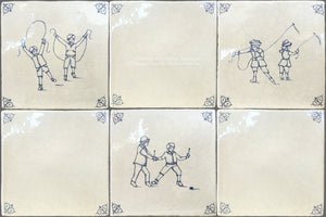 Delft tiles blue and white ceramic wall tile with hand-painted children at play design for timeless interiors