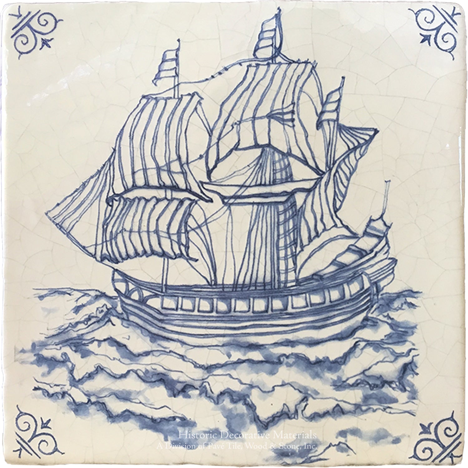 Delft tiles ship hand-painted blue and white Dutch ceramic wall tile for classic interiors