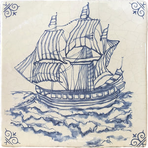 Delft tiles ship hand-painted blue and white Dutch ceramic wall tile for classic interiors