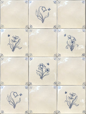 Delft tiles hand-painted flowers ceramic wall tile for refined European interiors