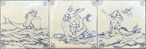 Delft tiles mythical sea beings hand-painted blue and white Dutch ceramic wall tile for historic European interiors