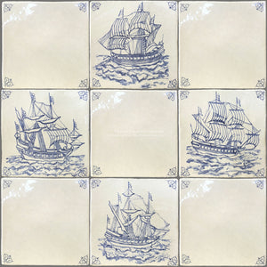 Delft tiles hand-painted ship motif ceramic tile inspired by Dutch maritime craftsmanship
