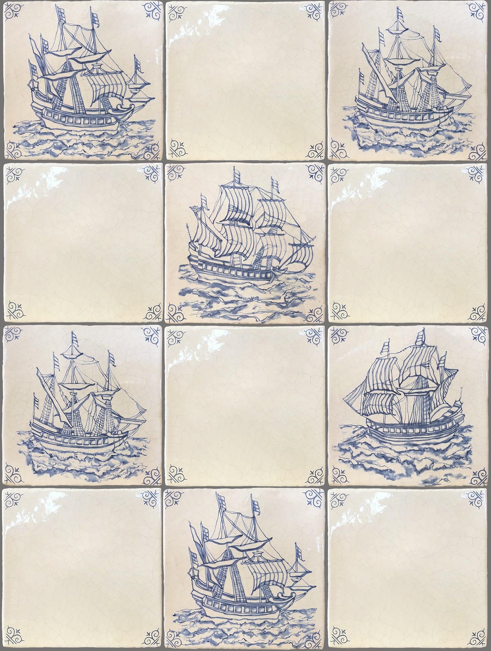 Vessel 白磁 ラトルズ Delft Tiles – Dutch Trading Vessel | Hand-Painted Blue & White