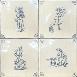Delft ceramic tiles village scene traditional Dutch blue and white wall tile