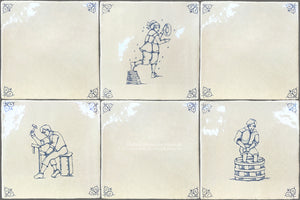 Delft village tiles blue and white ceramic wall tile with pastoral life scene