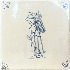 Delft village life tiles blue white Dutch ceramic wall tile historic design