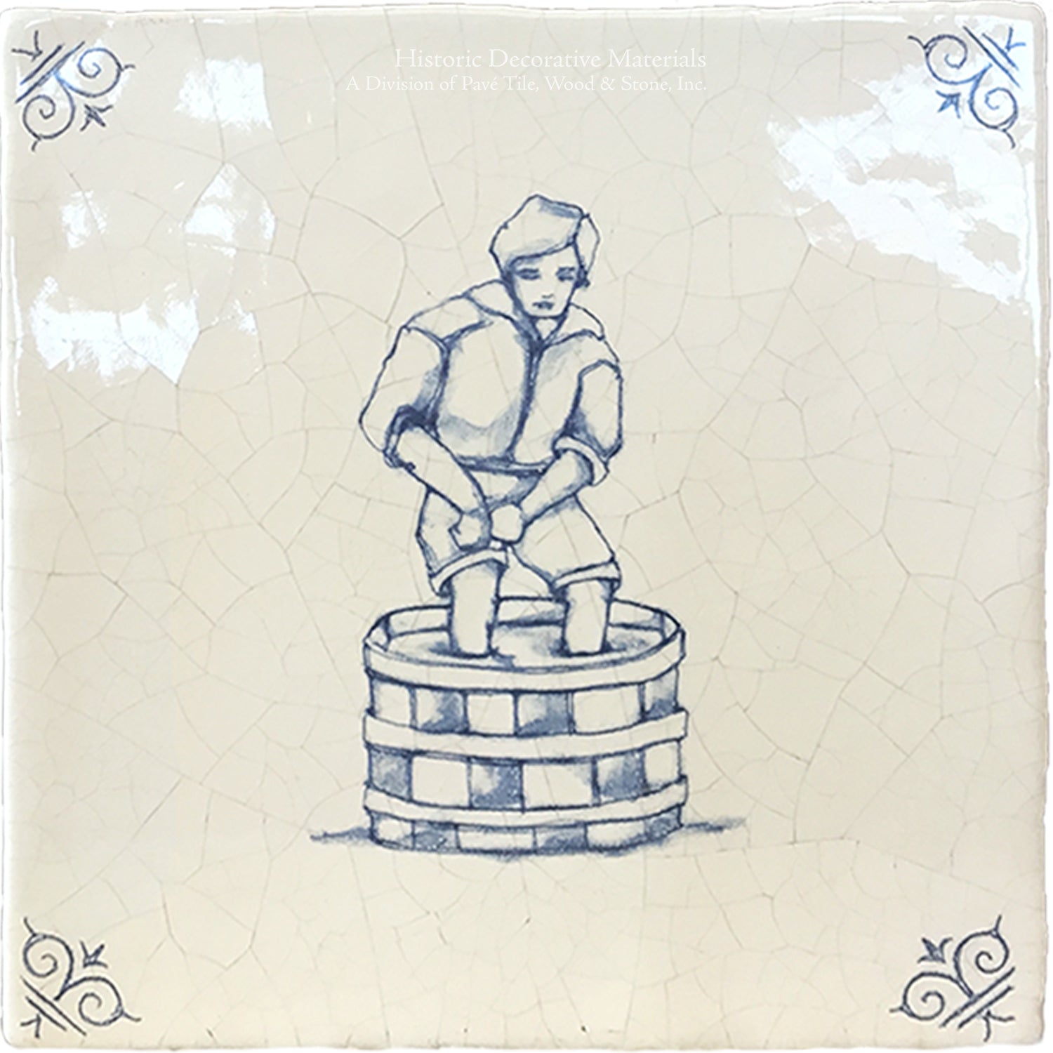 Delft tiles village life wine making scene hand-painted ceramic wall tile