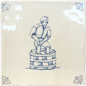 Delft tiles village life wine making scene hand-painted ceramic wall tile