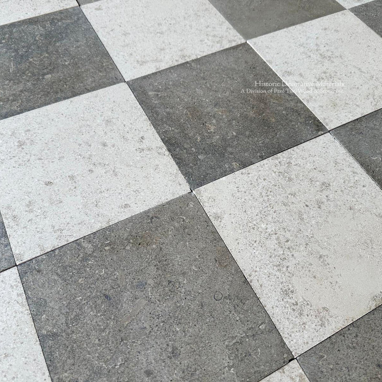Historic English Limestone Checkerboard Flooring Inspired by Manor Houses