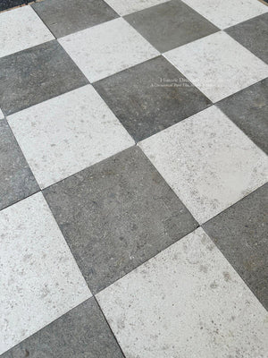 Historic English Checkerboard Stone Floor for Manor Houses and Country Estates