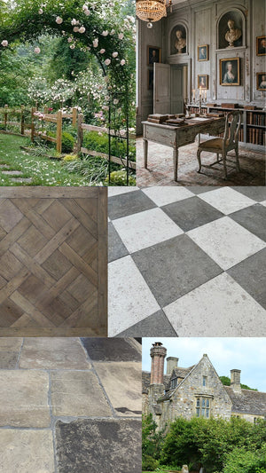 Architectural Limestone Checkerboard Flooring Inspired by England