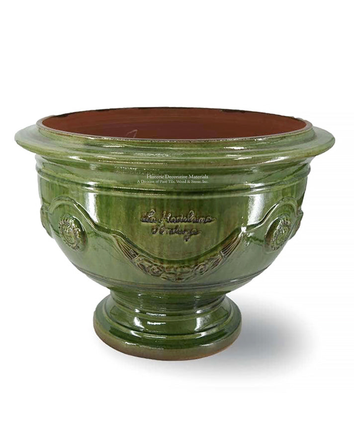 French Anduze coupe low profile terra cotta planter
