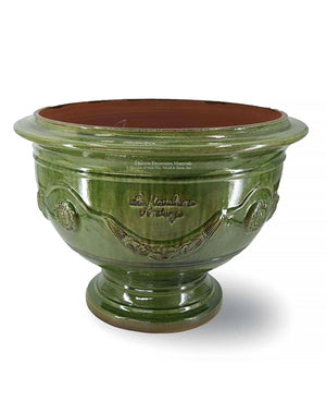 French Anduze coupe low profile terra cotta planter