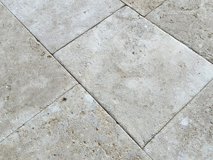 French limestone flooring kitchen with subtle patina and natural variation